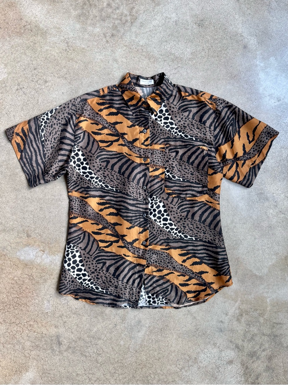 Vintage Robert Stock Animal Print Silk Shirt